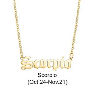Scorpio  Zodiac in Old English Font Astrology Star Sign Pendant Necklace